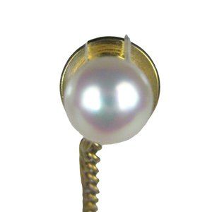 Tie Pin Imitation Pearl Goldtone Chain Buttonhole Men's